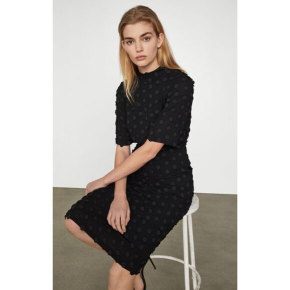 New Clipped Jacquard Midi Mod Dress BCBGMAXAZRIA Retro Vintage Inspired Modern - Picture 5 of 14